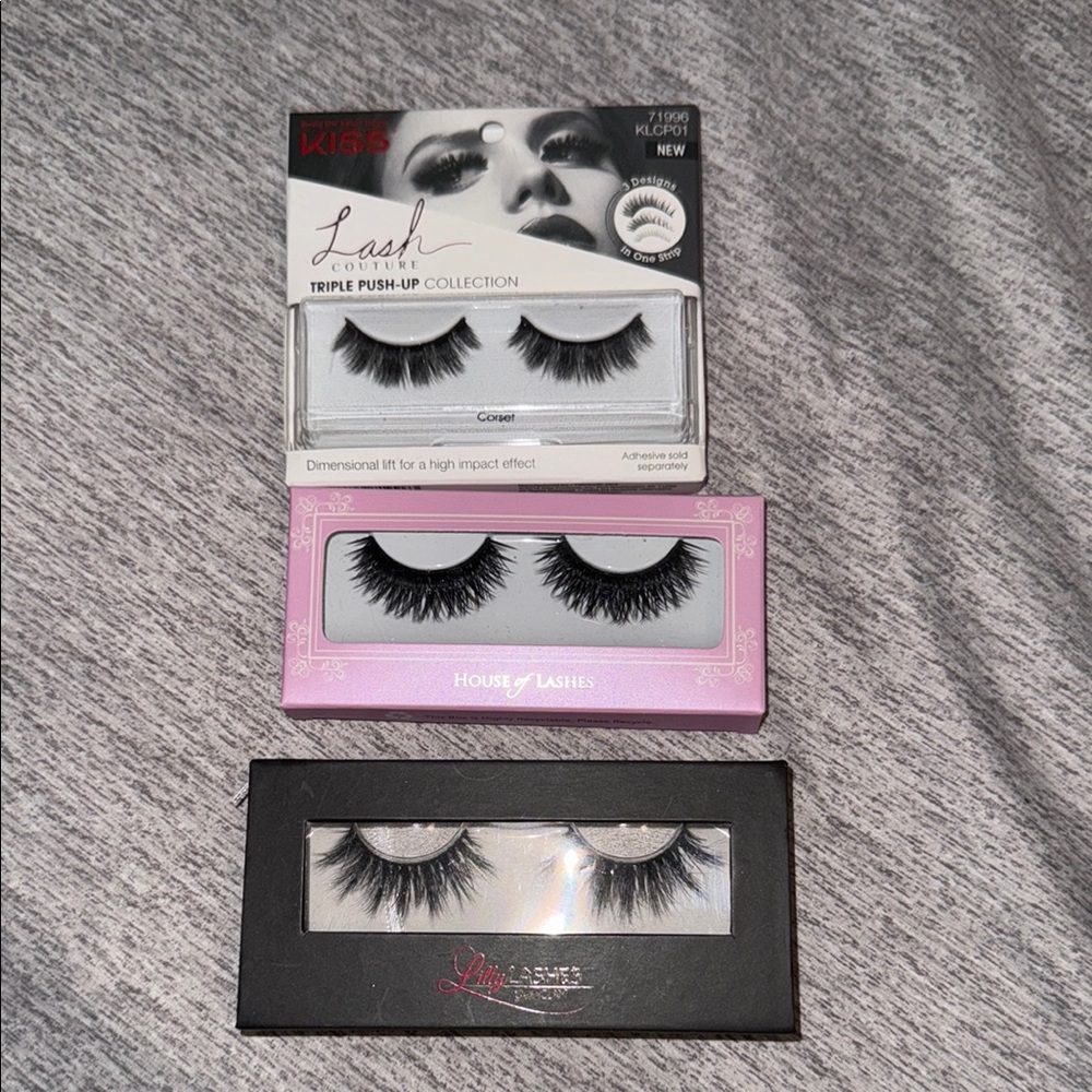 3 Sets of Eye Lashes - Lilly Lashes, House of Lashes, Kiss Lashes